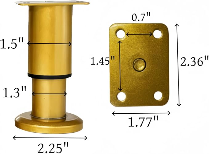 4PCS Adjustable 3.1-4.7 Inch Metal Furniture Legs Brass Furniture Replacement - Image 2
