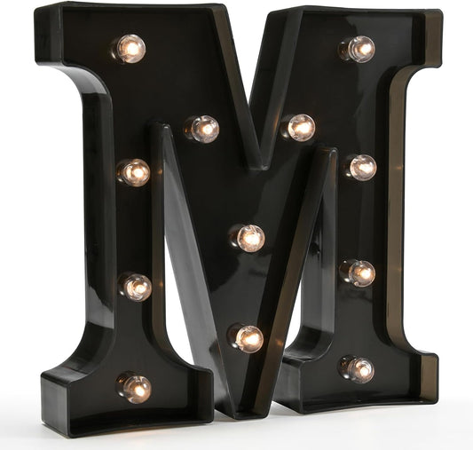 OYCBUZO Light Up Black Alphabet Marquee Letters Sign LED Marquee Number Lights Sign for Night Light Home Bar Christmas Party Lamp Wedding Birthday Decoration M