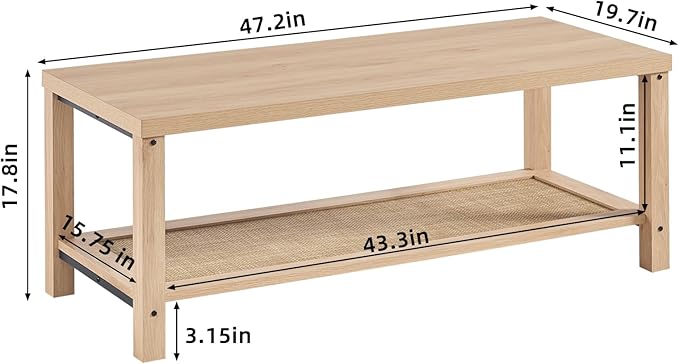 Lerliuo Boho Coffee Tables for Living Room, Rattan Center Table - Image 2