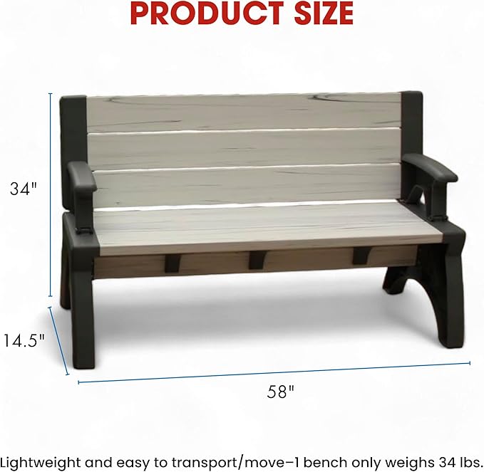 Convert-a-Bench 2-in-1 Outdoor Bench & Picnic Table - Image 2