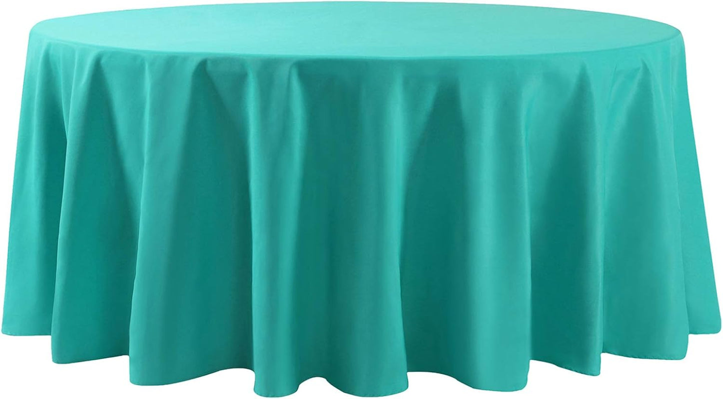 Cupuamon 132 inch Round Tablecloth Washable Polyester Table Cloth Decorative Table Cover for Wedding Party Dining Banquet（132 inch,Turquoise）