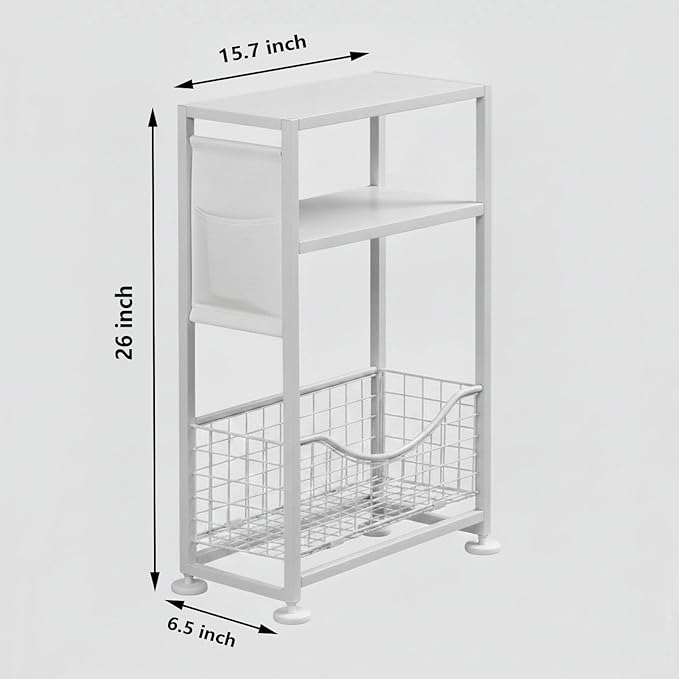 Skinny Side Table with Storage, 3 Tier Slim Side Tables - Image 2