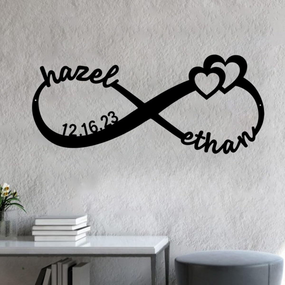 NAZENTI Personalized Metal Sign Infinity Gift For Couple, Wedding Gift, Family Name Sign, Outdoor Name, Anniversary, Home Decor, Front Door