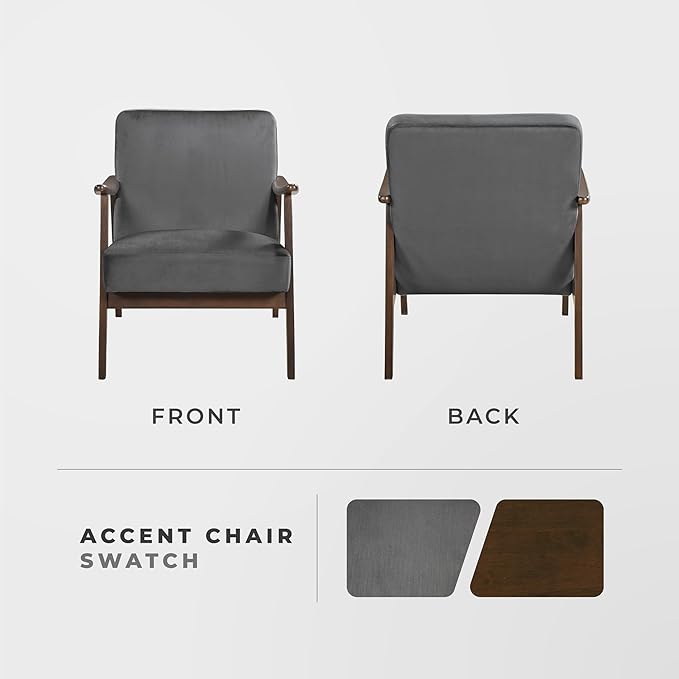 Lexicon Mid Century Modern Chair Velvet Accent Chair - Image 4