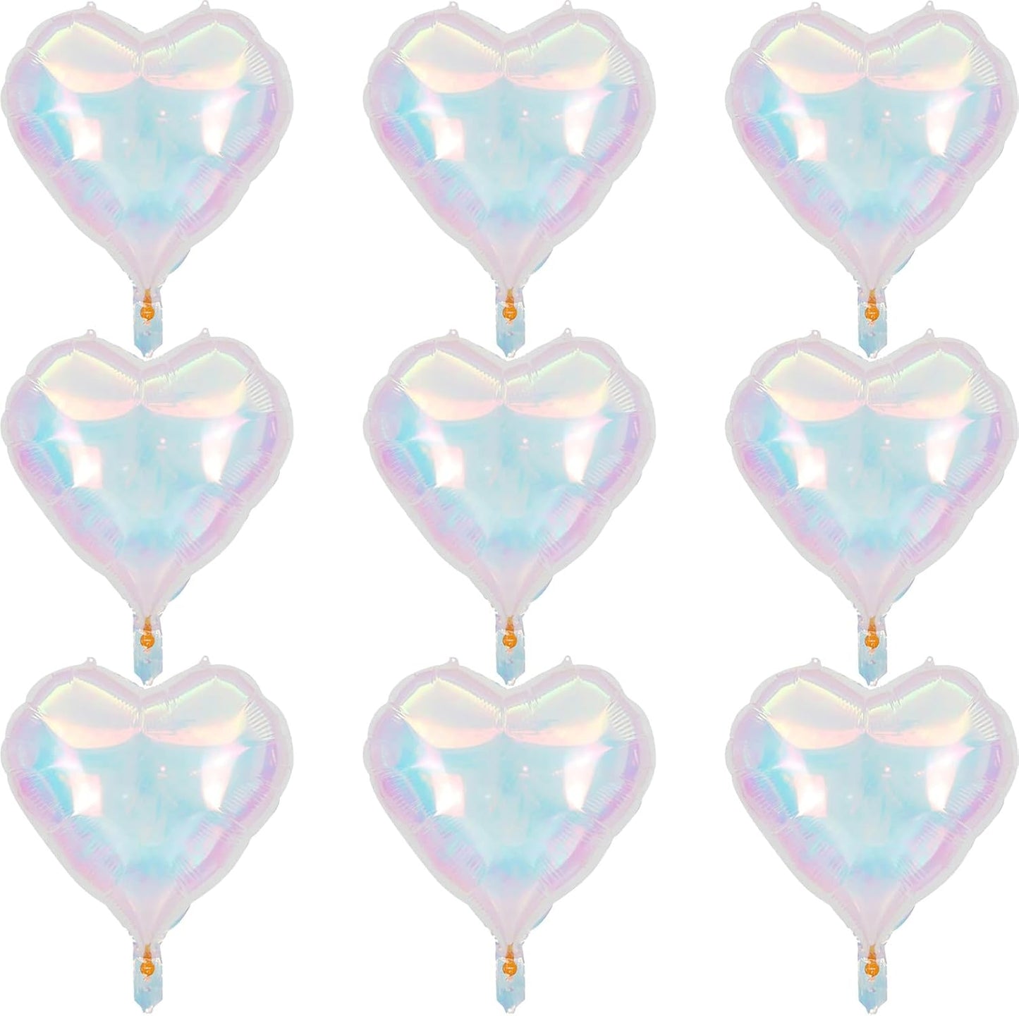 Iridescent Heart Balloons, 9PCS 18Inch Transparent Laser Heart Foil Balloon Large Gradient Crystal Iridescent Colorful Balloon for Birthday Wedding Easter Rainbow Mermaid Fantasy Theme Party Decor