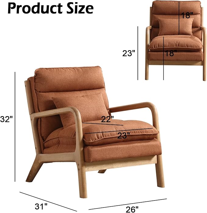 INZOY Accent Chairs Set of 2, Mid Century Modern Accent Chair - Image 2