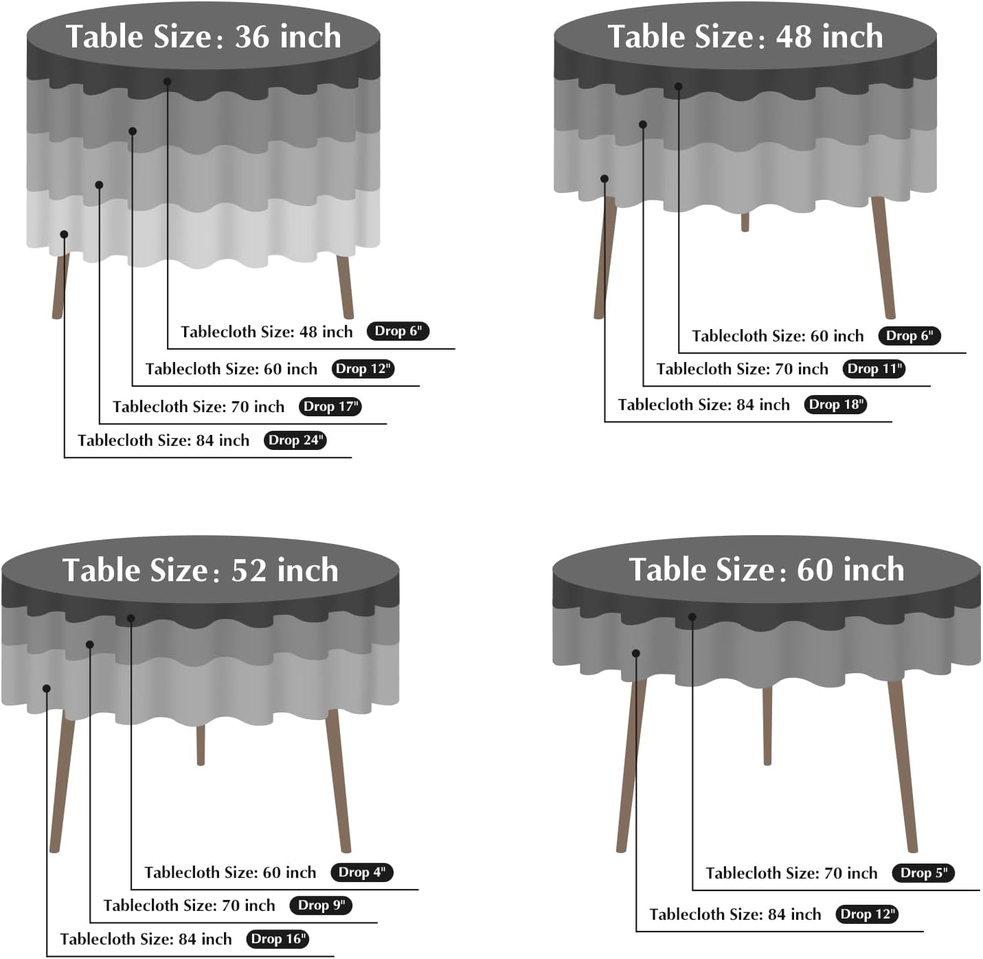 2 Pack Round Table Cloth 60 Inch Navy Tablecloth Washable Polyester Solid Dining Table Cover for Birthday Party Dinner Holiday Outdoor Indoor