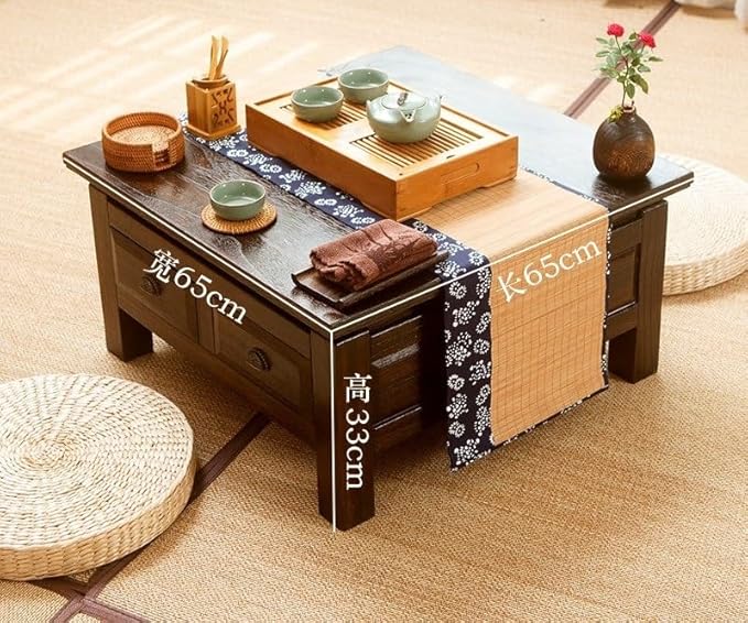 LUNIZ Nightstand Sofa Table Old Chinese Style Dining Table Wooden Storage - Image 2