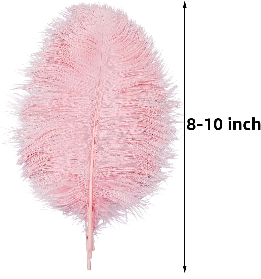Ballinger Lotus Pink Ostrich Feathers - 24Pcs 8-10inch Feathers for Crafts,Party Centerpieces,Wedding and Home Decor