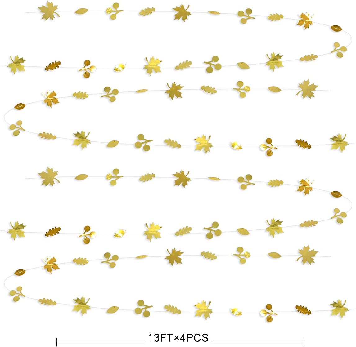 52Ft Fall Party Decorations Gold Fall Maple Leaf Paper Garlands Streamer Autumn Leaves Paper Banners for Birthday Wedding Bridal Baby Shower Engagement Bachelorette Thanksgiving Harvest Party Supplies