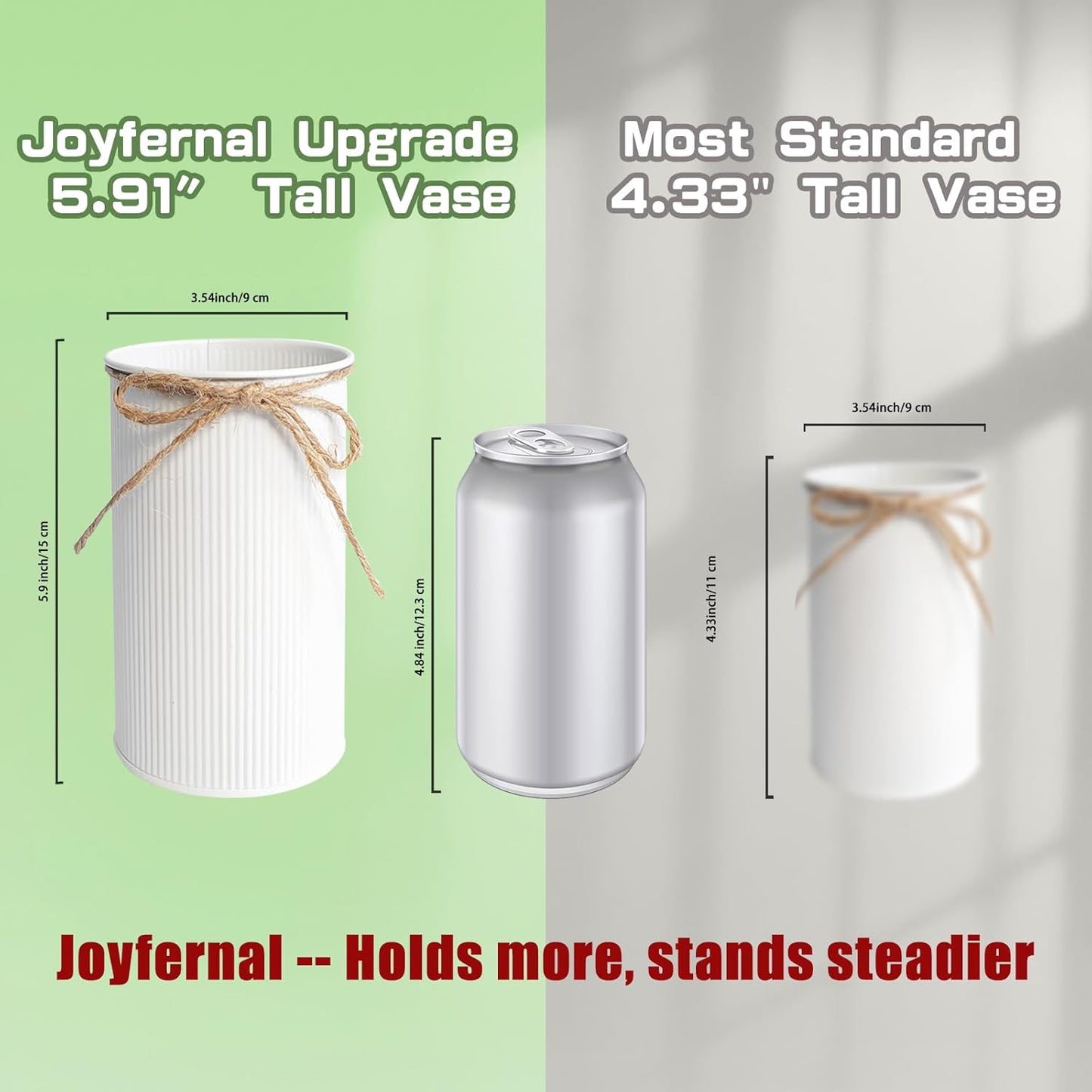 6" High Farmhouse Vases for Centerpiece, Rustic Mason Jars with Twine Bow for Flowers, Vintage Galvanized Metal Vase Tin Bucket for Wedding Home Decor (White, 2Pcs)