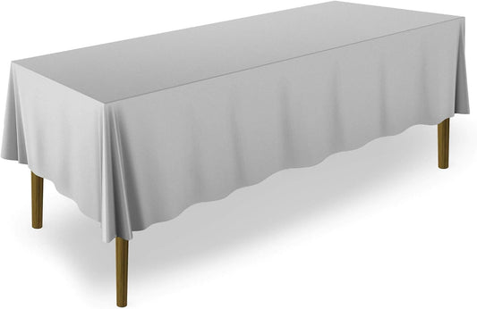 Lann's Linens - 10 Premium 60" x 126" Tablecloths for Wedding/Banquet/Restaurant - Rectangular Polyester Fabric Table Cloths - Silver
