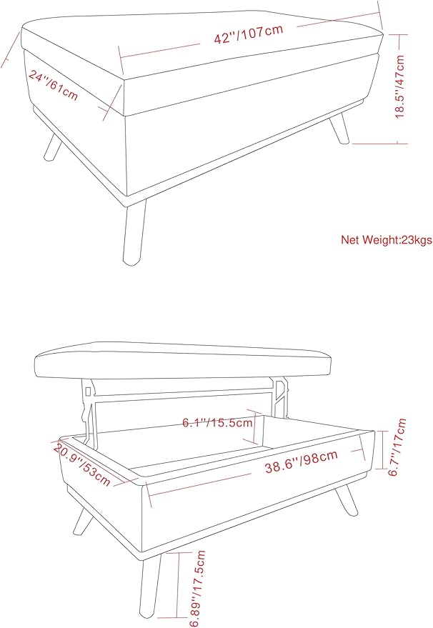 SIMPLIHOME Owen Lift Top Coffee Table Storage Ottoman - Image 3