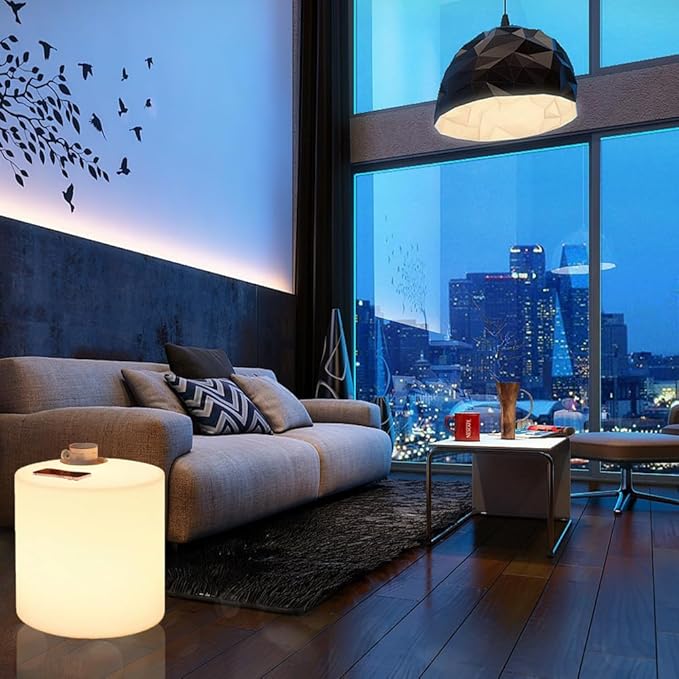 16-inch LED Cylinder Stool, Rechargeable Glowing Chair w/Remote, Dimmable 16 - Image 3