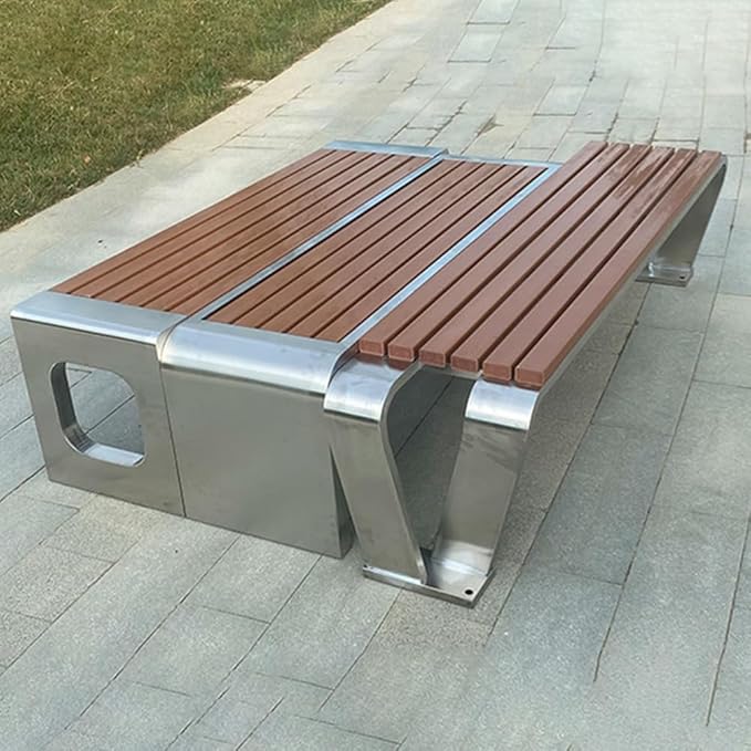 LITFAD Outdoor Indoor Bench Stainless Steel Metal Park Bench - Image 3