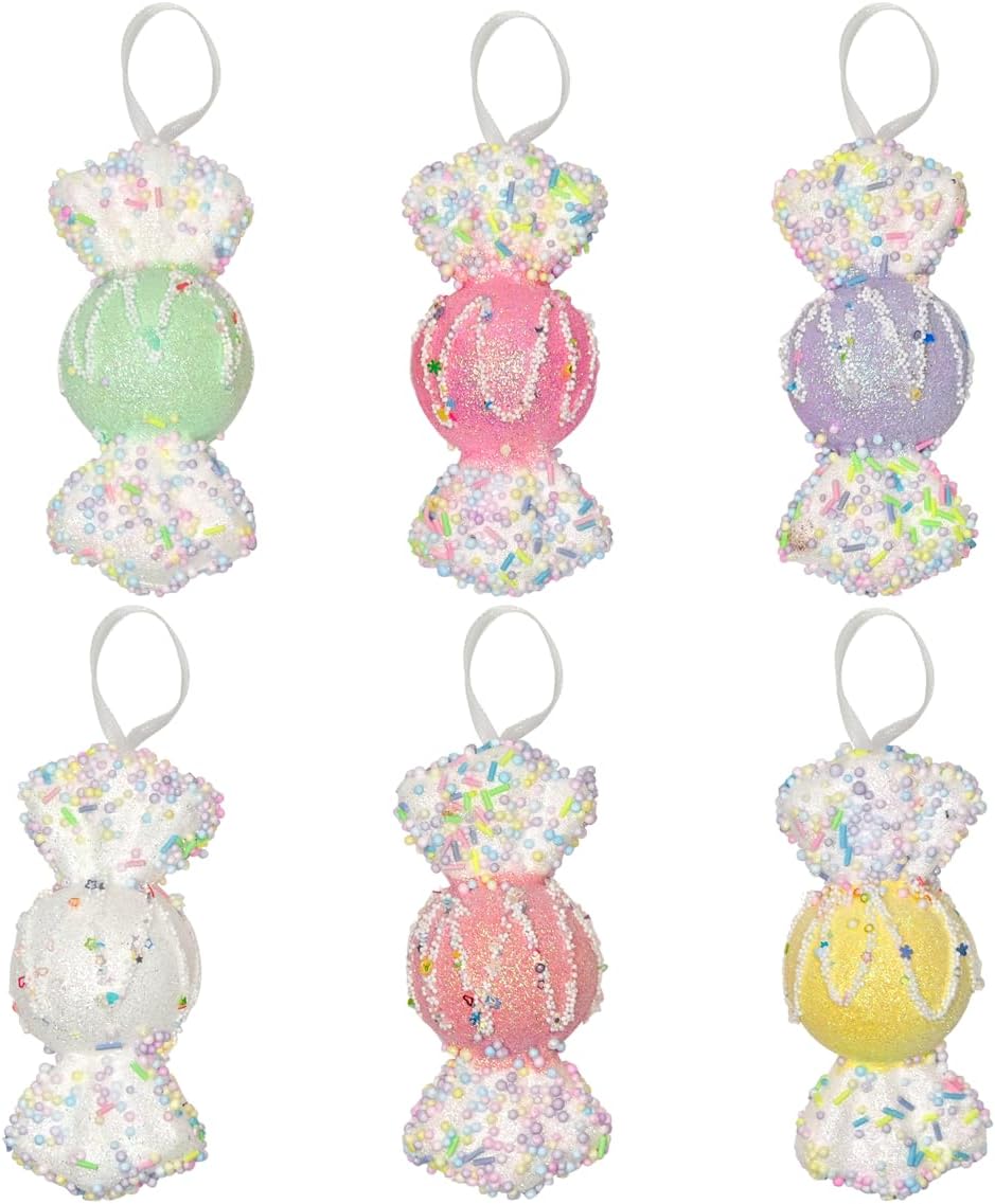 LANGXUN 6pcs Candy Land 2025 Xmas Birthday Party Wedding Suppiles Decoration, Hanging Candy Cane Christmas Tree Décor, Christmas Decorative Hanging Ornaments Crafts