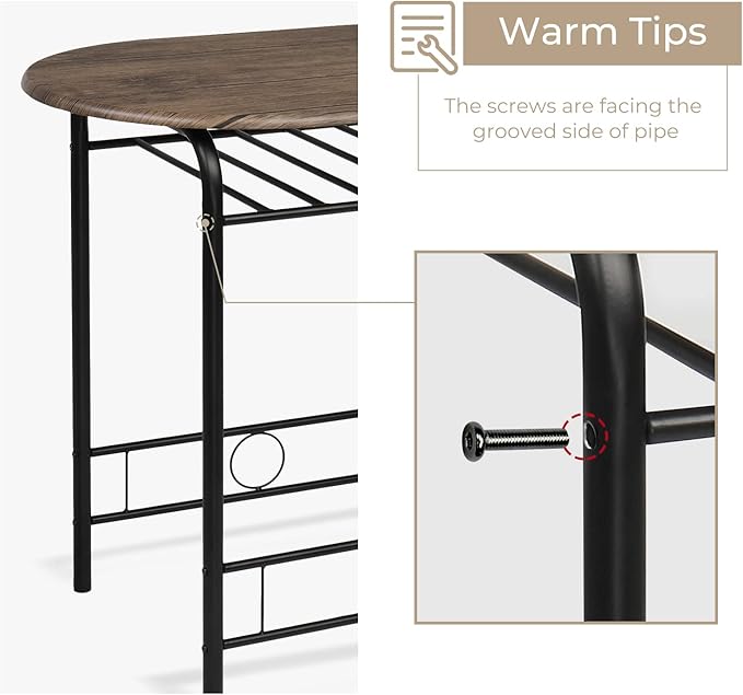 VINGLI 3 Piece Dining Set, Small Kitchen Table Set - Image 7
