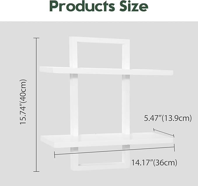 PHOENANCEE Floating Shelves for Wall, Display Hanging Shelf Set of 2, Modern - Image 3