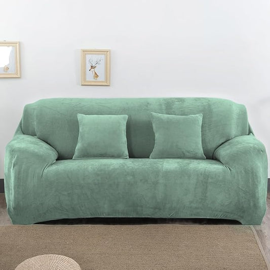 vctops 1-Piece Velvet Plush Stretch Loveseat Sofa Slipcover by vctops
