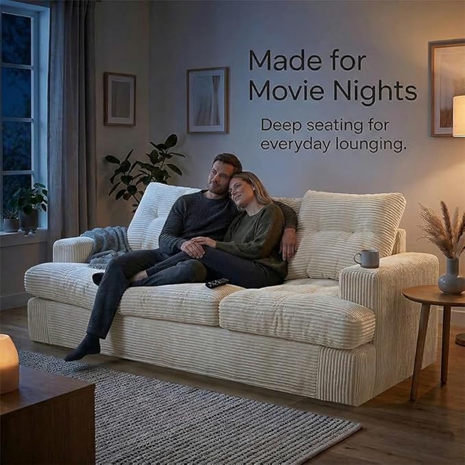 85" Corduroy 3 Seater Sofa in a Box, High-Density Foam Couch, No Assembly - Image 7