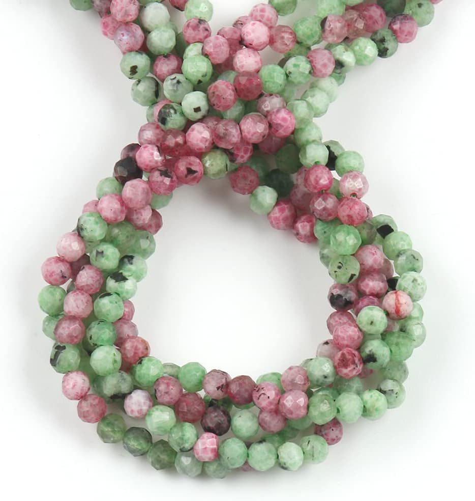 Song Xi 120pcs 3mm Natural Ruzy Zoite Gemstone Beads Faceted Round Loose Stone Beads for Jewelry Making