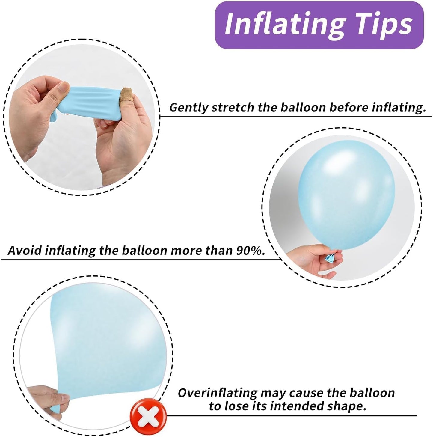 Paready Frozen Balloons Set, 50Pcs Purple Blue Snow Print, 12 Inch Metallic Pearl Light Purple Blue White for Winter Theme Frozen Birthday Party Decorations