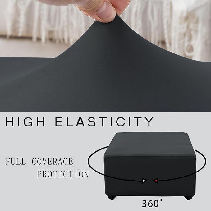 Super Stretch Ottoman Cover- Soft Form Fit Ottoman Cover Rectangular Ottoman - Image 5