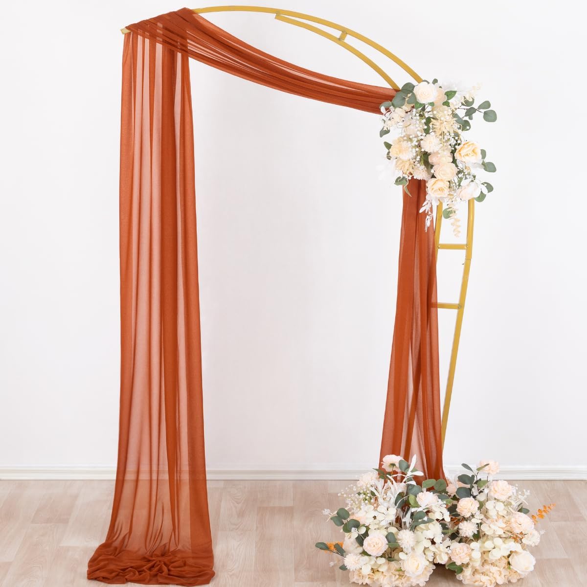 Socomi Terracotta Sheer Wedding Decor Fall Draping Fabric 29" x 20Ft 1 Panel Arch Outdoor Curtain Drapes Extra Long for Bridal Baby Shower Birthday Party Decor