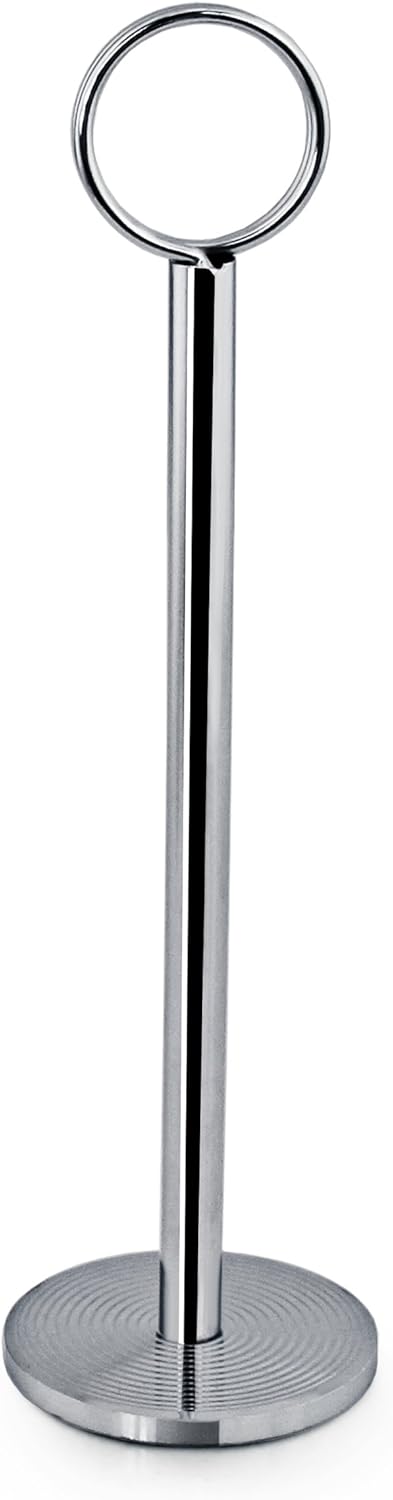 New Star Foodservice 27679 Ring Clip Table Number Card Holders, w/Number Cards, 1 to 24, Set of 24, 8-Inch, Chrome Stand
