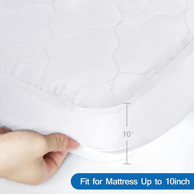 Cot Mattress Pad Protector Waterproof, Quilted Daybed Mattress Cover 33" X 75" - Image 5