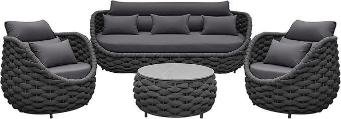 TWT Outdoor Patio Furniture Set-6 Pieces Aluminum Sectional Sofa, Metal Patio - Image 3