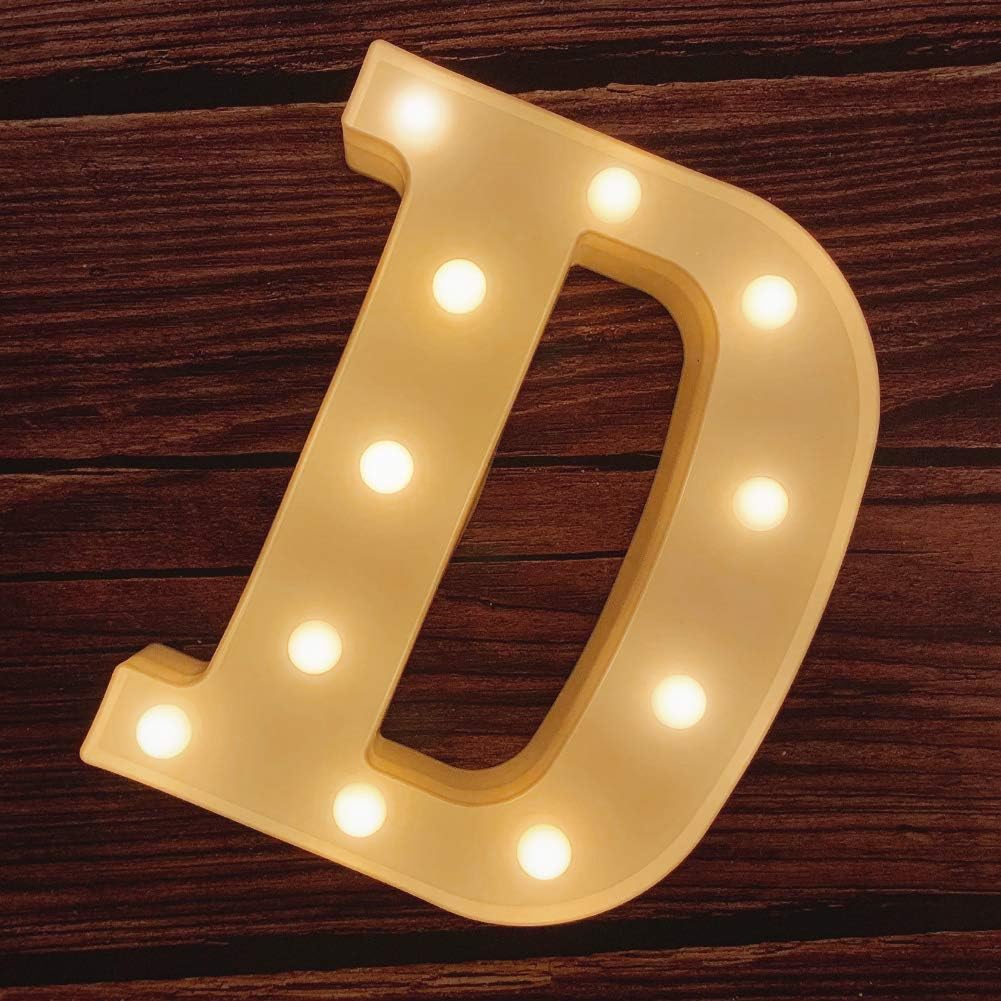 MUMUXI Marquee Light Up Letters | Large Light Up Numbers | Battery Powered and Bright with Every Letter of the Alphabet | For Wedding, Birthday, Party, Celebration, Christmas or Home Decoration (D)