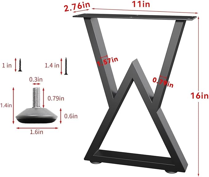 Metal Bench Legs 16 Inch Double Triangle Coffee Table Legs End Table Legs - Image 6