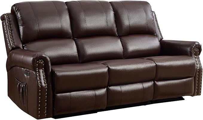 EBELLO Power Reclining Sofa for Living Room, Faux Leather 3 Seater Reclining - Image 7