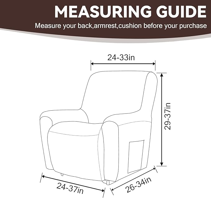 Cupuamon Recliner Chair Covers, Lazy Boy Recliner Covers Stretch Reclining - Image 2