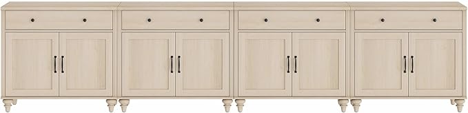 WAMPAT Buffet Cabinet with 8 Doors and 4 Drawers, Large Coffee Bar Table Wood - Image 7