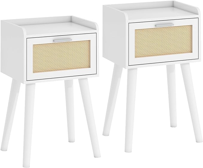 LAATOOREE Nightstand Set of 2, Small White Bedside Table, End Table by LAATOOREE