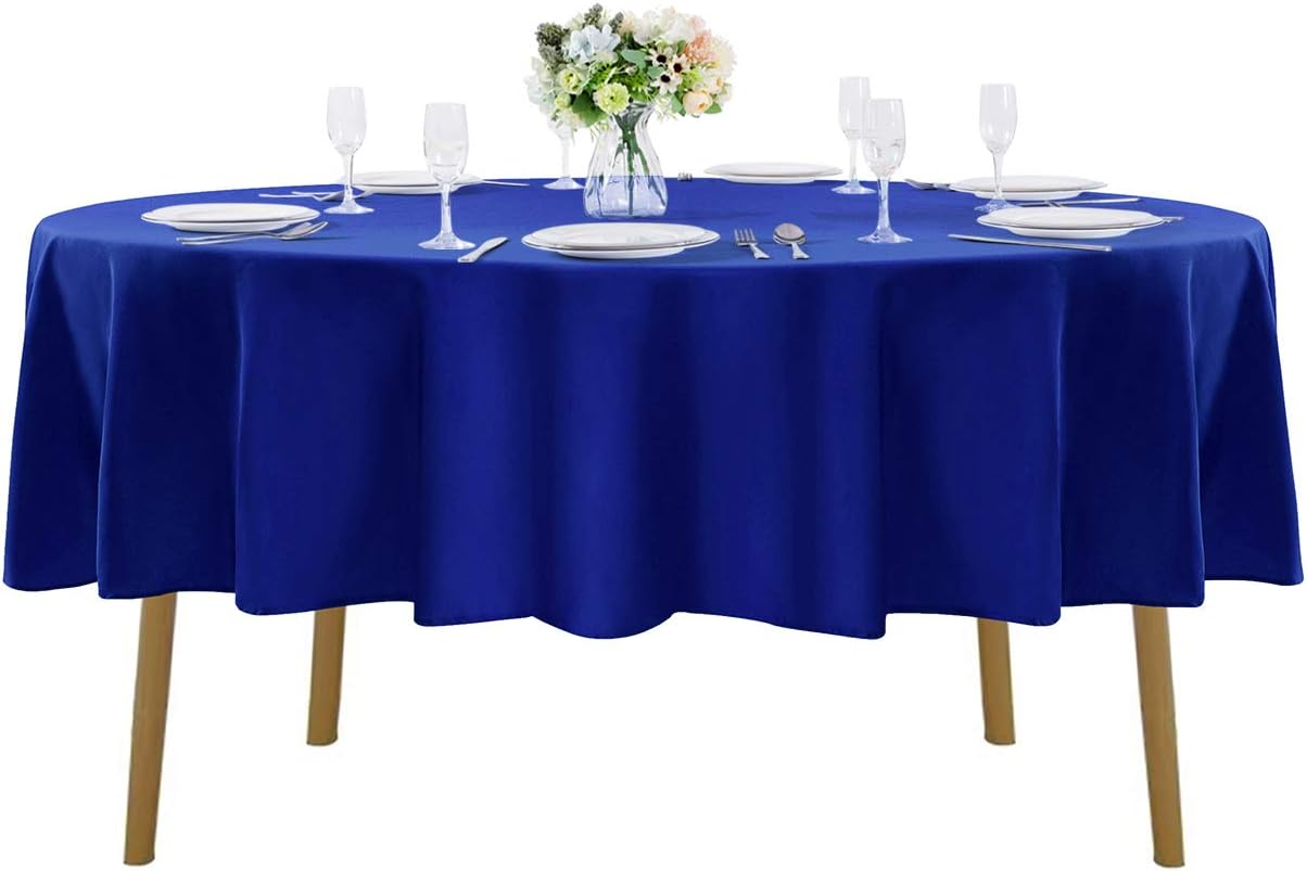 60 inch Round Tablecloth Washable Polyester Table Cloth Decorative Table Cover for Wedding Party Dining Banquet（60 inch,Royal Blue）