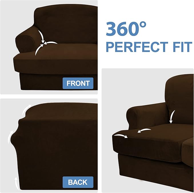 CUCRAF T Cushion Sofa Cover 2 Piece Armchair Slipcovers, Soft Thick Velvet - Image 8