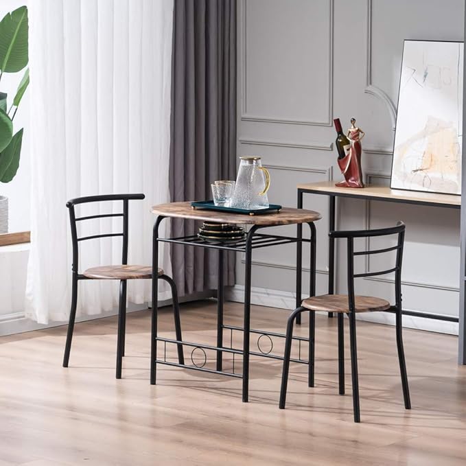 VINGLI 3 Piece Dining Set, Small Kitchen Table Set - Image 2