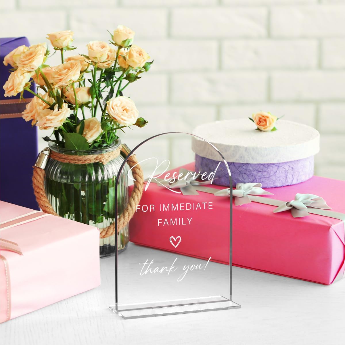 Acrylic Wedding Sign Wedding Signs for Ceremony Reserved for Immediate Family Sign for Wedding, Modern Calligraphy Arch Acrylic Table Top Sign for Wedding Reception and Event Party Table