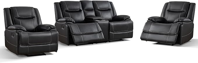 ANJ Premium Genuine Manual Reclining Sofa Set, Included Recliner Chair Set of 2 - Image 9