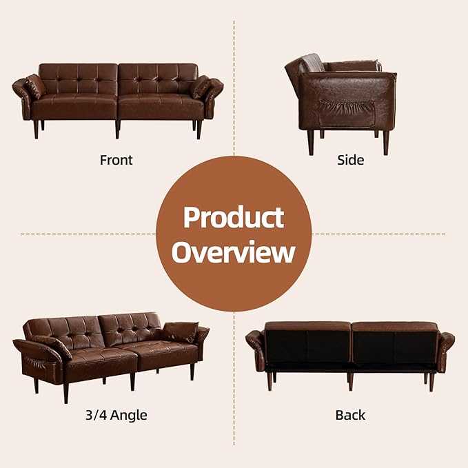 HALLYBEE Futon Sofa Bed, Sleeper Sofa, Small Couch - Image 9