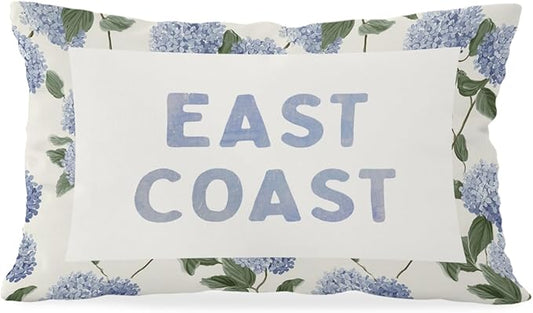 Coastal Decor, Hydrangea Floral East Coast Throw Pillow Lumbar Gifts by Unknown