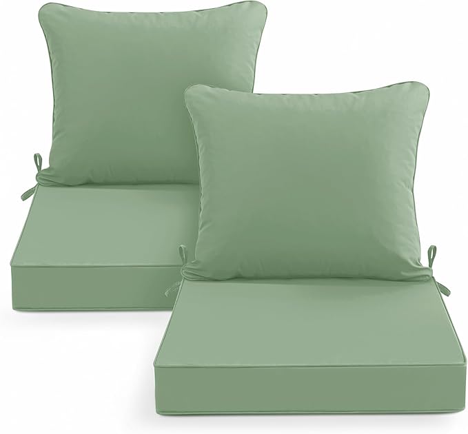 Summsun Outdoor Chair Cushions Set of 2, Waterproof Back Pillow and Seat by SUMMSUN
