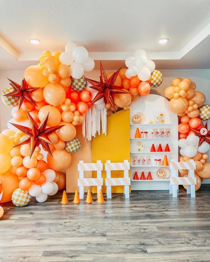 3pcs 26inch orange Star foil balloons.orange Explosion Star burst star balloon-Spike cone balloon for birthday party decorations,wedding,Bachelor party…