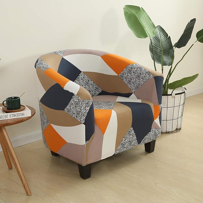 SearchI Club Chair Slipcover Stretch Barrel Chair Covers Printed Tub Chair - Image 8