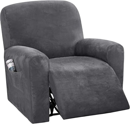 H.VERSAILTEX Velvet Stretch Recliner Couch Covers 4-Pieces Style Recliner Chair by HVERSAILTEX