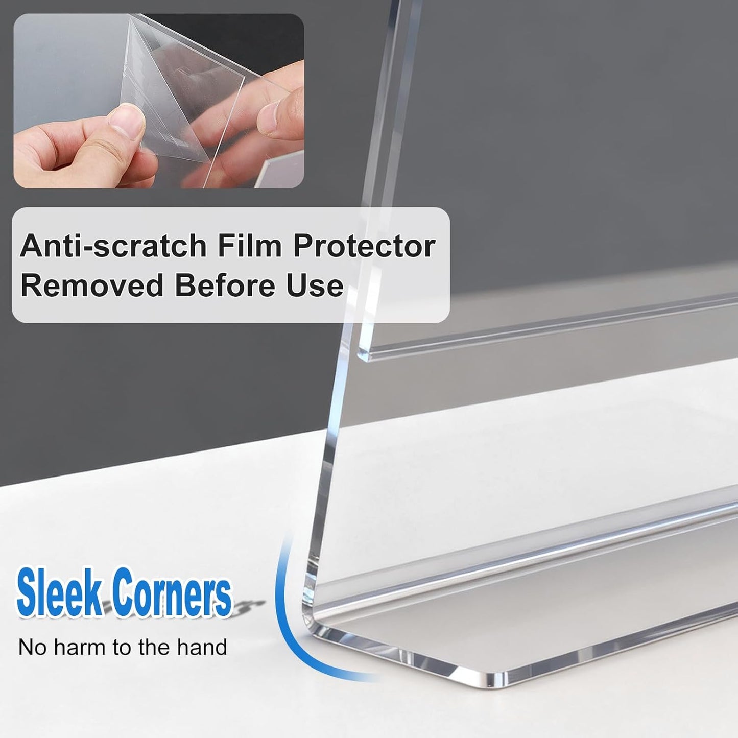 10 Pack Acrylic Sign Holder 5 x 7, L-Shape Clear Plastic Display Stand for Tabletop, Acrylic Stands for Flyers, Table Paper Holder, Vertical Sign Holder 5x7 for Restaurants, Office and School (Slant 10 Pack 5x7)