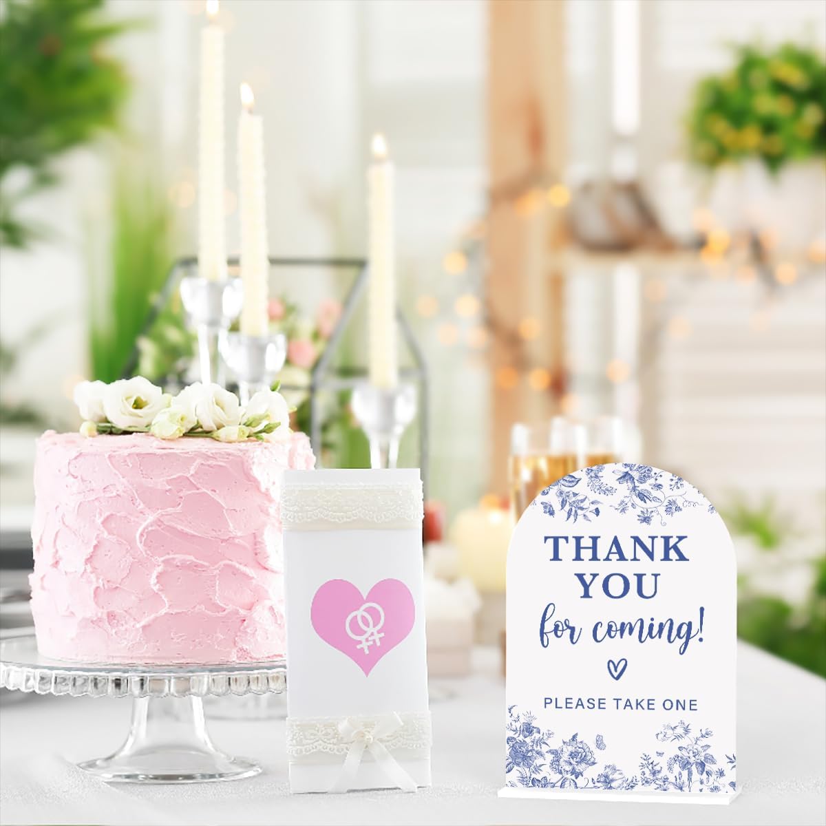 Acrylic Wedding Signs, Dusty Blue Wedding Decor, Blue Weddings Decor, Thank You for Coming Sign for Reception, Modern Calligraphy Arch Acrylic Table Top Sign for Weddings Parties Dinners (White)